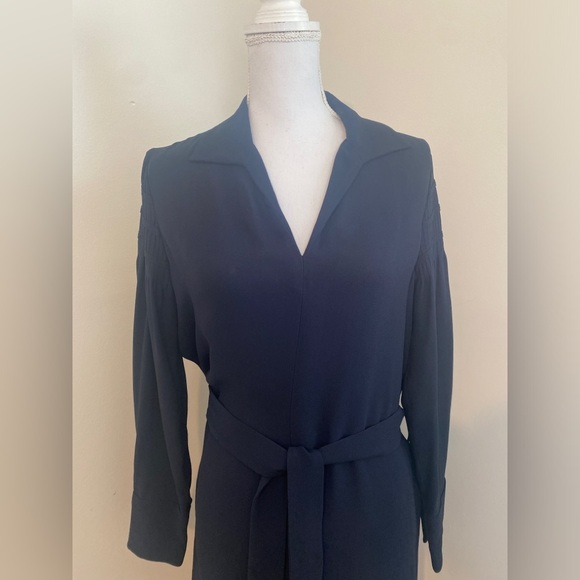 Massimo Dutti Tie Detail Navy Blue Dress Size 6 NWT - Picture 4 of 8